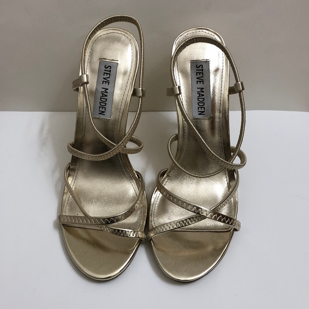 Steve Madden • Gold strappy high heels stilettos